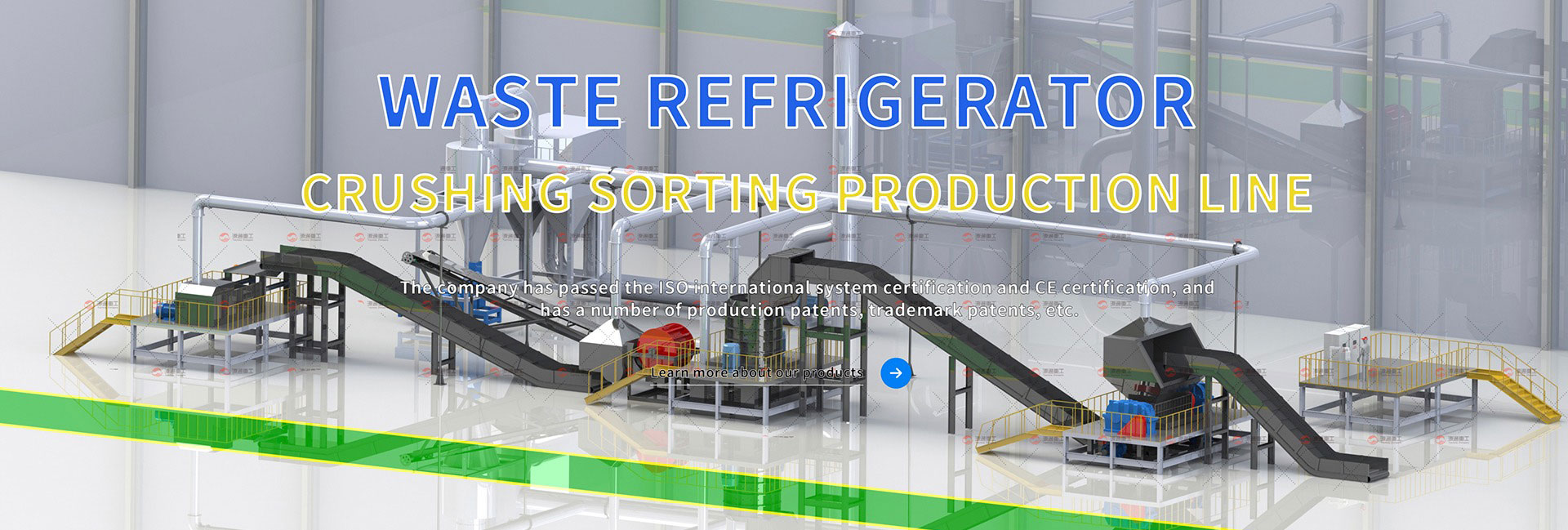 Waste resource crushing and sorting production line